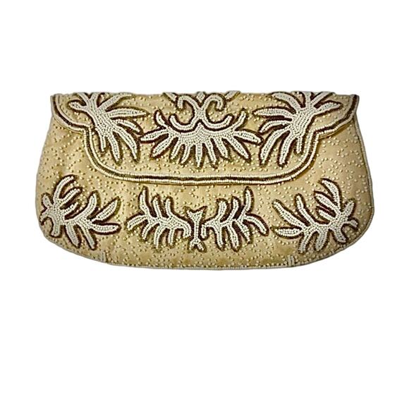 Magid Vintage Intricate Beaded Microbead White Evening Clutch - Picture 1 of 16